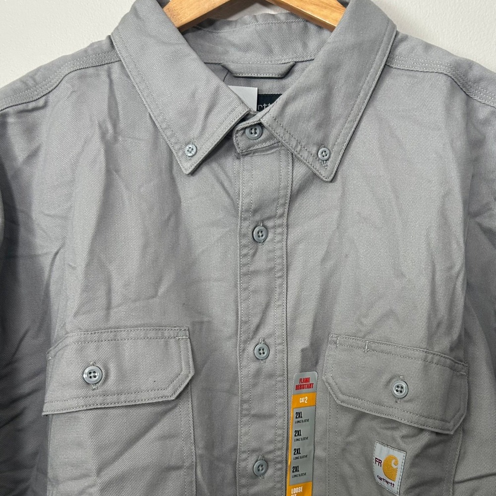 Carhartt FR Shirt Men 2XL Gray Workwear CAT2 NFPA 2112 Button Down Loose Fit NWT